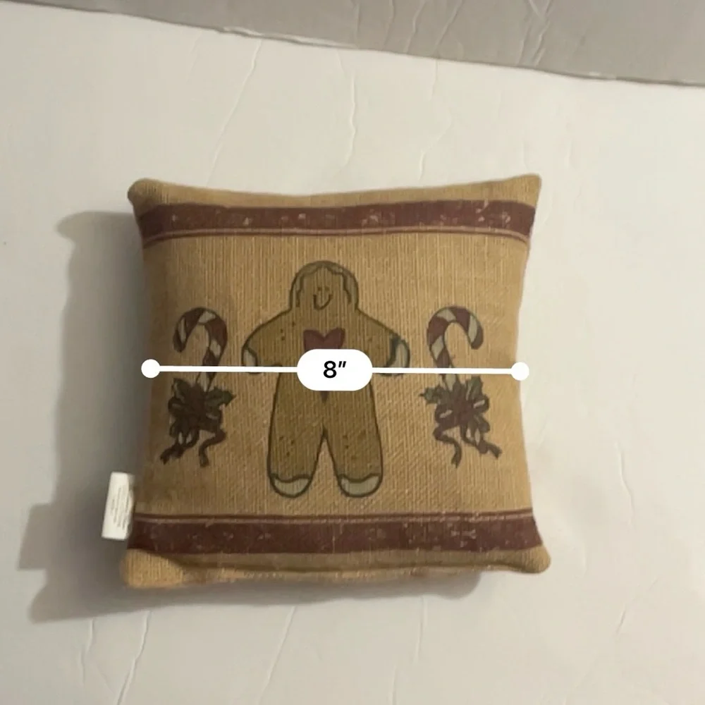 The Country House Collection Brown Gingerbread Man and Candy Canes Pillow